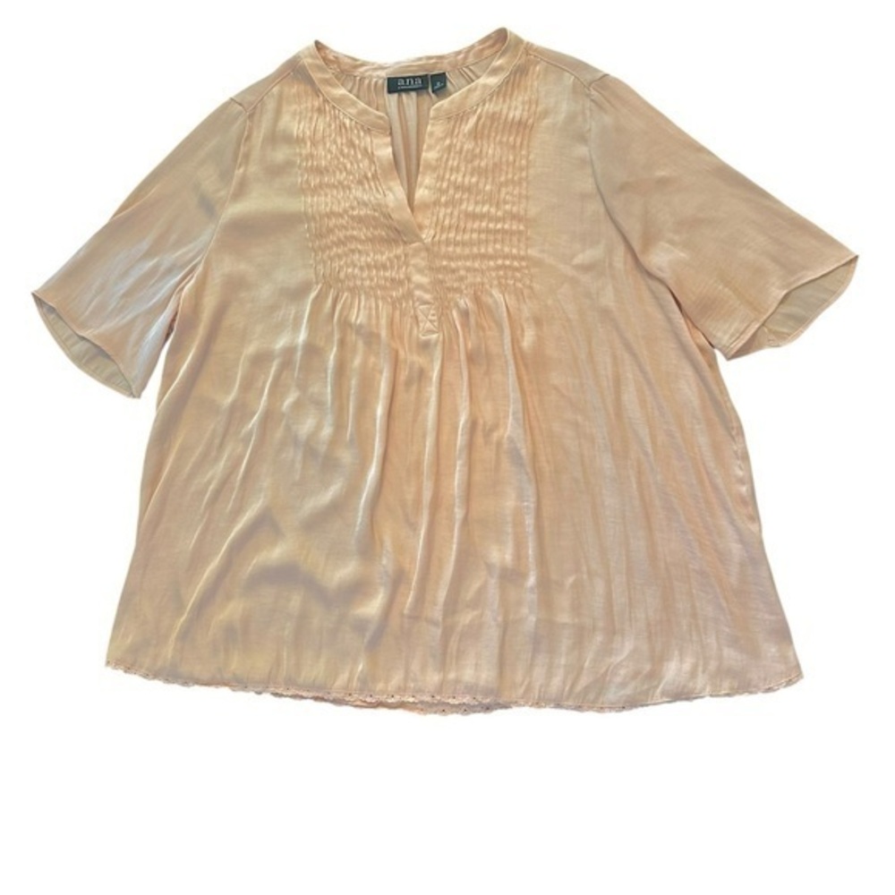 A.N.A. A New Approach Short Sleeve Babydoll Top - Womens Size Medium -Dusty Pink